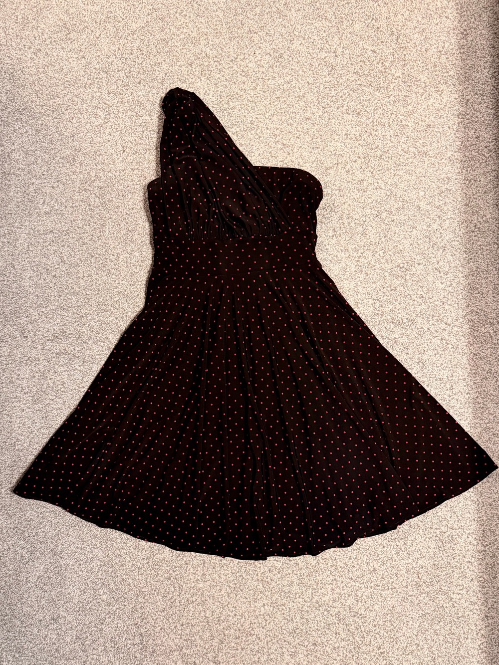 WHBM Black and Red Convertible Polka Dot Dress